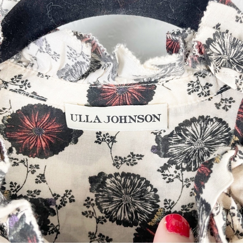 Ulla Johnson Winnifred Floral Long Sleeve Midi Dress Cotton Smocked Casual - Picture 8 of 11